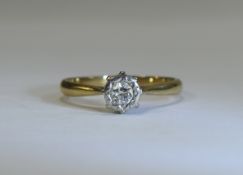 Ladies 9ct Gold Set Single Stone Diamond Ring. Fully Hallmarked. Diamond of Good Colour.