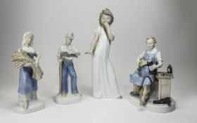 4 Assorted Lladro figures. Assorted sizes.