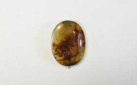 Late 19th, Early 20th Century Moss Agate Brooch, oval moss agate set in a 9 carat gold mount.