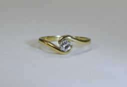 18ct Gold Set Single Stone Diamond Ring. Good Quality Diamond and Colour. Marked 750. 3.2 grams.