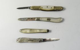 A Good Collection of 4 Victorian and Edwardian Pen Knifes.