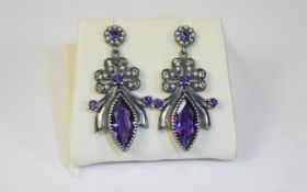 Pair Of Ladies Victorian Style Drop Earr