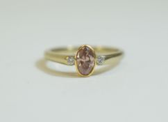 18ct Gold 3 Stone Ring Set with An Oval