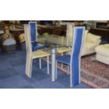 Large Glass Table with 4 Chairs. Rectang