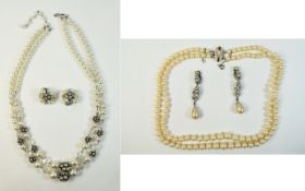 Collection of Faux Pearl Necklaces and E