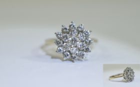 Ladies 9ct Gold Set Diamond Cluster Ring