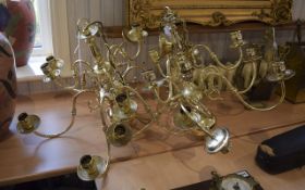 Pair of 9 Branch Brass Ceiling Lights/ C