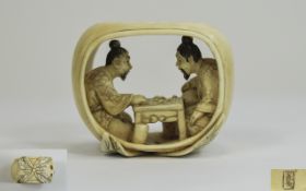 Japanese - Signed Late 19th Century Carved Ivory Netsuke,