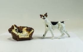 Royal Doulton Dog Figures ( 2 ) In Total. 1/ Cocker Spaniel Lying In Basket. HN2585. Model No 1155.