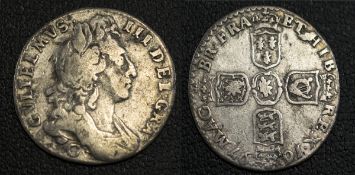 William III Silver Sixpence, Date 1697c, Very Scarce ' Chester Min ' 1st Bust ' C ' Below Bust.