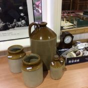 Five Stoneware Flagon Pots and Utensil Jars (various sizes)