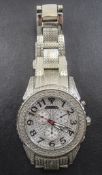 Diamond Faced Watch Stainless Steel casing with diamond face and chunky chain link bracelet marked