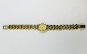 Accurist Ladies 9ct Gold Cased Watch With Integral 9ct Gold Bracelet.