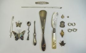 A Collection of Antique and Vintage Silver Assorted Items ( 8 ) Items Altogether.