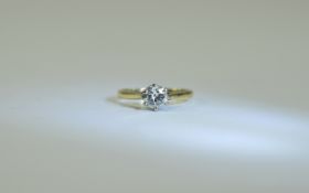 18ct Gold Set Single Stone Diamond Ring. Fully Hallmarked. Est Diamond Weight 50-60 pts.