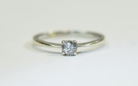 18 Ct White Gold Set Single Stone Diamond Ring the round brilliant cut diamond of good colour.