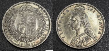 Queen Victoria ( Poss Proof ) Silver Half Crown, Date 1887.