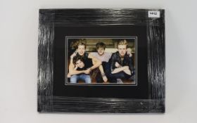 Boy Band Pop Interest. Signed photo of Boy Band The Vamps. Black frame & glazed.