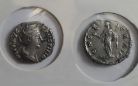 Diva Faustina I Silver Denarius Memorial Coinage. RIC 382A REV 4593, Date AD 140/1.