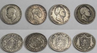 A Collection of William IV and George IV Silver Half Crowns ( 4 ) In Total.