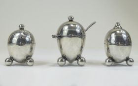 Mappin and Webb Nice Quality Silver Plated Three Piece Cruet Set,