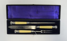 Brumby And Middleton Sheffield Boxed Set of Servers and of cast steel with bone and silver banded