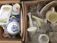 Two Boxes of Glassware and Pottery.