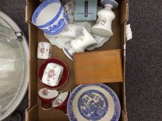 Mixed Lot Of Ceramics includes decanter and blue and white fruit bowl