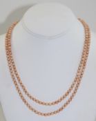 Ladies Double Strand Coral Necklace. 24 Inches In Length.