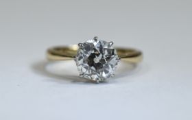 18CT Gold Set Single Stone Diamond Ring The faceted diamond of good colour and clarity marked 18ct.