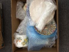 Box of Miscellaneous Pottery, Collectables and Glass comprising Wade Advertising Ashtray,