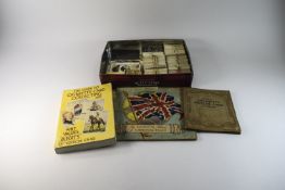 Tin of mixed tea and cigarette cards - several better. Noted a Kensitas Flags album, Will's