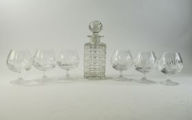 6 Cut Glass Brandy Glasses and Decanter