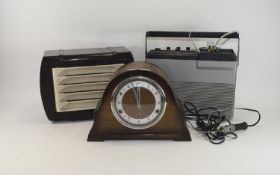 2 Early to Mid 20th Century Mantle Clocks - Walnut effect bakelite and oak effect, together with a