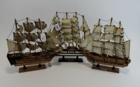 3 Wooden Schooner Models. Named 'Passat' and 'Confection', the other un-named.