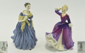 Royal Doulton Figurines ( 2 ) In Total. 1/ Adrienne HN.2304. Designer M. Davies. Height 7.5 Inches.