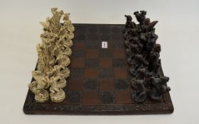 Resin Chess Board with a Mythical Creature Theme. 18 by 18 inches.