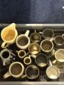 Box of Drinking Vessels Includes Pewter and Wade etc