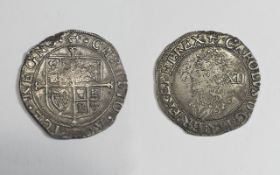 Charles Ist - 1625-49 Silver Shilling Large Bust, MM Anchor Large XII Round Shoulder, Tower Mint,