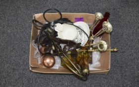 Mixed Lot to include Tiffany Style lamp, silver plated bud vase, 1960's Art Glass,