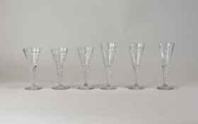 Set Of Six Art Deco Style Conical Shaped Wine Glasses