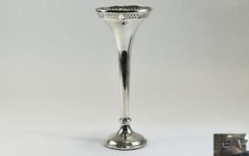 Walker & Hall Silver Vase with Open worked Rim and Good Shape. Hallmark Sheffield 1912.