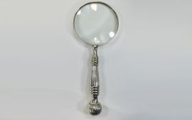 Antique Heavy Silver Plated Magnifying Glass nice quality and condition. 10 inches in length.