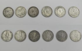 A Collection of Scarce and Rare Edward VII Silver Florins ( 6 ) In Total.