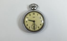Smiths Empire Chrome Cased Open Faced Pocket Watch with luminous Hands and Numbers. c.1930's.