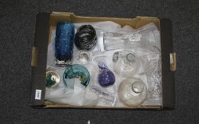 Box of Assorted Glass Ware, paperweights,