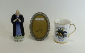 Mixed Lot Comprising Moon Landing Cup, 1 Wesley Figure and Desktop Oval Picture Frame.