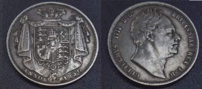 William IV Silver Half Crown, Date 1836 In E.F Condition, Spink 3834.