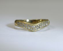 18ct Gold Wishbone Set Diamond Ring. Fully Hallmarked for 18ct. Bright and Lively Stones. 3.5 grams.