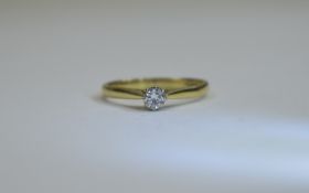 18ct Yellow Gold Set Single Stone Diamond Ring,